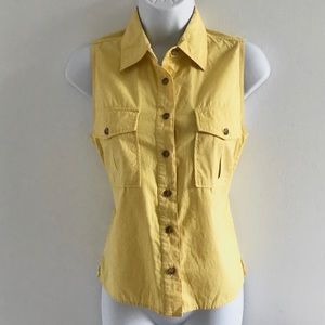 NWOT Limited Chinos Polo Button Down Collar Yellow Women’s Tank Top Y2K 90’s